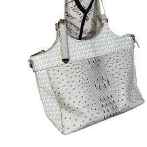 Vintage Handbag Women Grey/Ligth Blue Satchel With Monogram